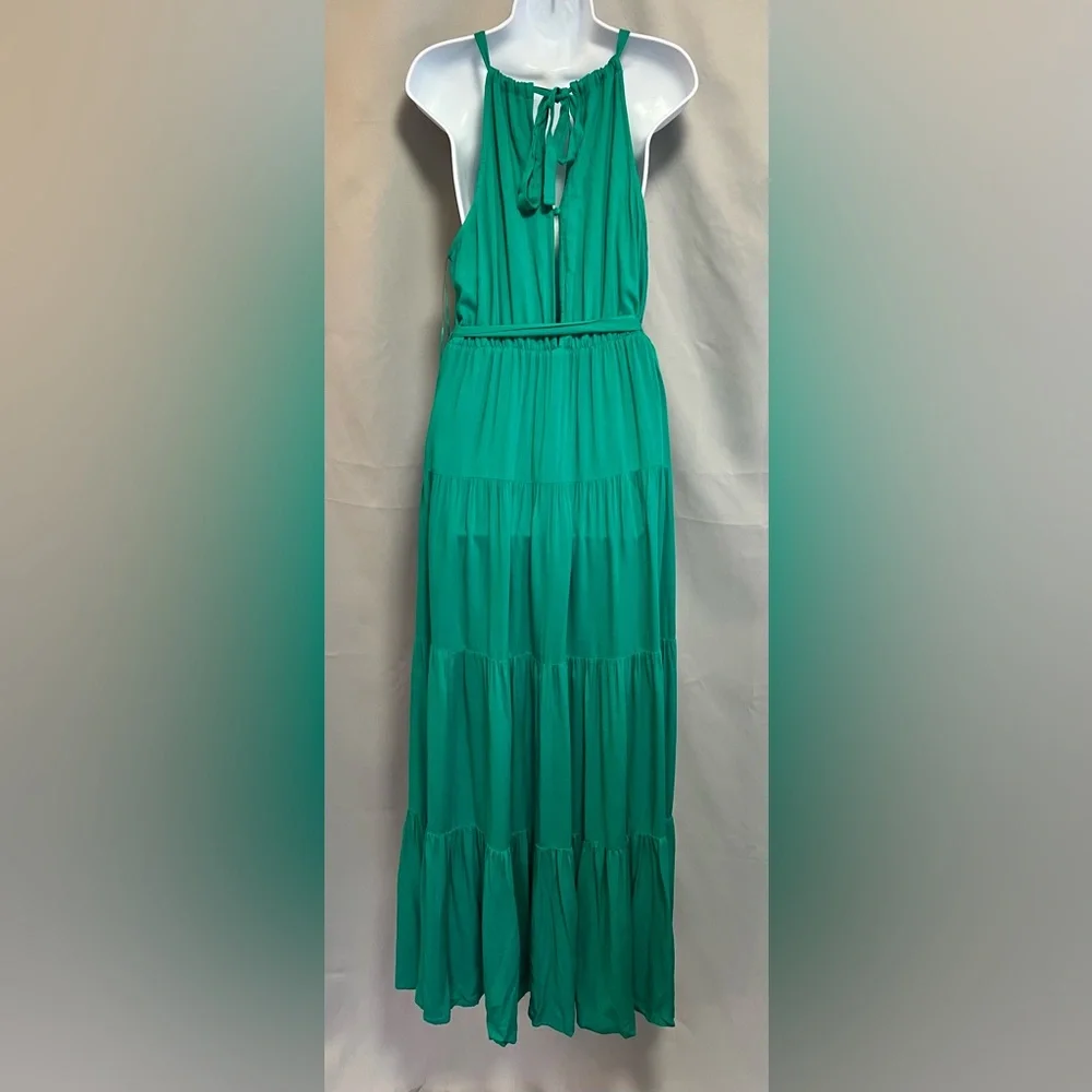 Bluivy‎ Halter Maxi Dress Green Layered NWT Women’s Medium